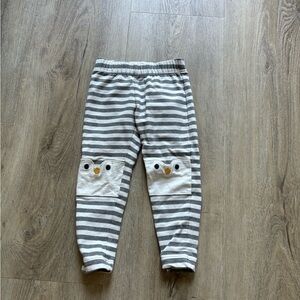 Hanna Anderson 90cm 3T thick, stripped leggings with owl knees
